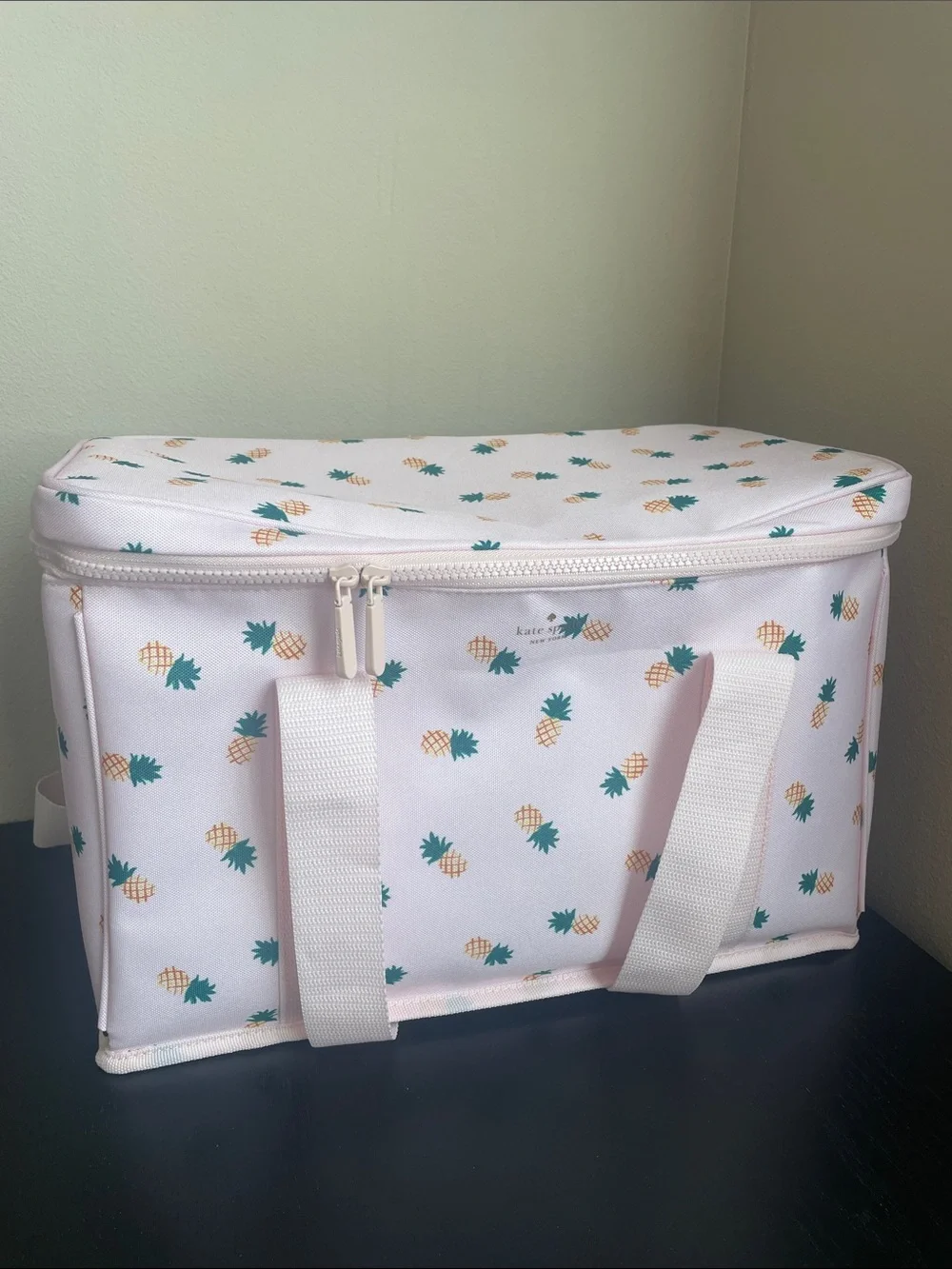 Kate Spade New York Pink Pineapple Motif Insulated Cooler Tote Summer Picnic NWT